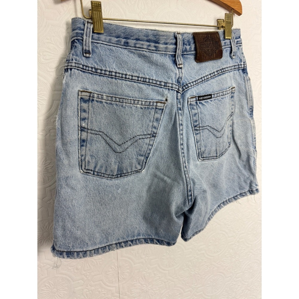 Vintage Harley Davidson Biker Blues Light Wash Denim Shorts Womens 8 USA Made